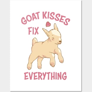 Spread Love and Laughter with Our Goat Kisses Fix Everything Posters and Art